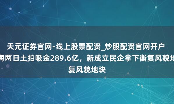 天元证券官网-线上股票配资_炒股配资官网开户 上海两日土拍吸金289.6亿，新成立民企拿下衡复风貌地块
