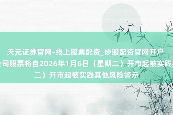 天元证券官网-线上股票配资_炒股配资官网开户 得润电子：公司股票将自2026年1月6日（星期二）开市起被实践其他风险警示