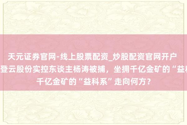 天元证券官网-线上股票配资_炒股配资官网开户 涉坐法吸存罪！登云股份实控东谈主杨涛被捕，坐拥千亿金矿的“益科系”走向何方？
