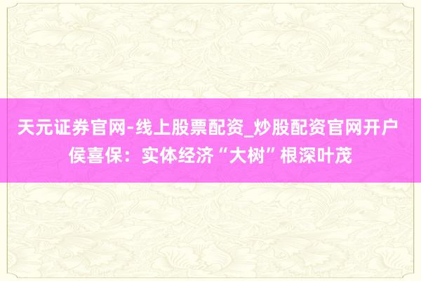 天元证券官网-线上股票配资_炒股配资官网开户 侯喜保：实体经济“大树”根深叶茂