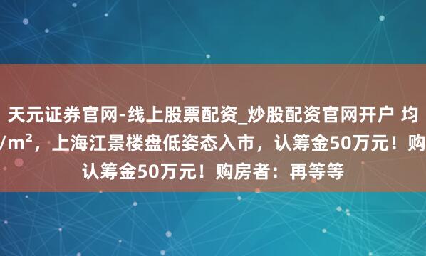 天元证券官网-线上股票配资_炒股配资官网开户 均价11.65万元/m²，上海江景楼盘低姿态入市，认筹金50万元！购房者：再等等